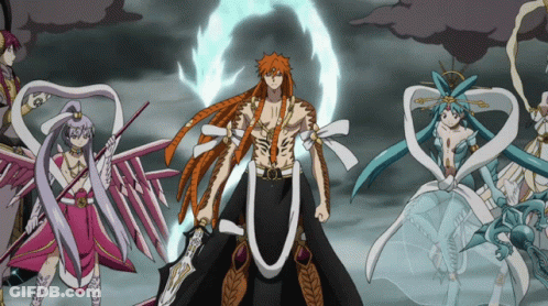 A Group Of Anime Characters Are Standing Next To Each Other And One Of Them Has The Letter U On Their Chest GIF
