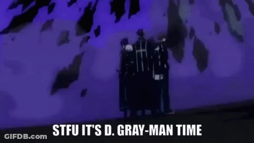 A Group Of Anime Characters Are Standing Next To Each Other And They Are Talking About Gray-Man Time . GIF