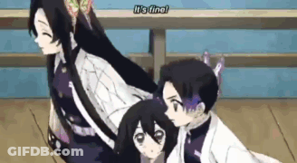 A Group Of Anime Characters Are Standing Next To Each Other On A Bridge . GIF