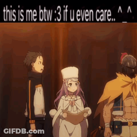 A Group Of Anime Characters Are Standing Next To Each Other With The Caption " This Is Me Btw 3 If U Even Care " GIF