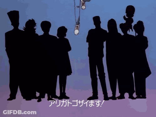 A Group Of Anime Characters Are Standing Next To Each Other With The Studio Written On The Bottom Right GIF