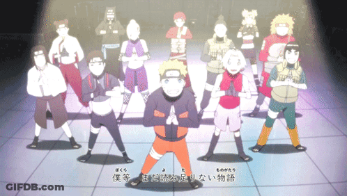 A Group Of Anime Characters Are Standing Next To Each Other With Their Hands Folded GIF