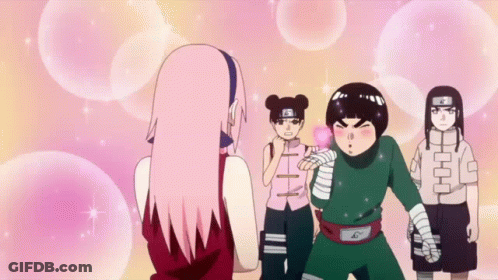 A Group Of Anime Characters Including A Girl With Pink Hair And A Boy With Green Shorts GIF
