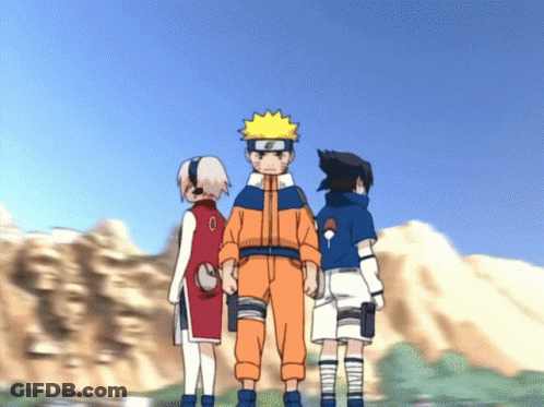 A Group Of Anime Characters Including Naruto And Sasuke Are Standing Together GIF