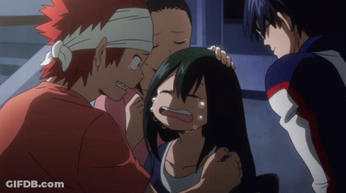A Group Of Anime Characters Including One With A Bandaged Head GIF