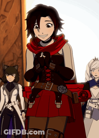 A Group Of Anime Characters Including Ruby Rose Standing Together GIF