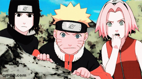A Group Of Anime Characters With The Letter G On Their Headbands GIF