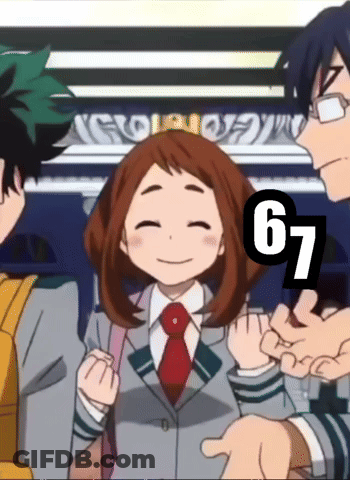 A Group Of Anime Characters With The Number 67 On The Bottom Left GIF