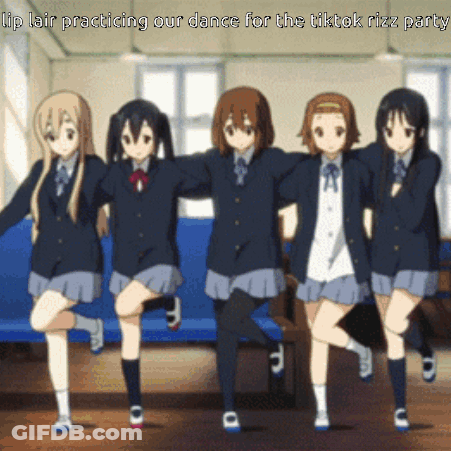 A Group Of Anime Girls Are Practicing Their Dance For A Tiktok Rizz Party GIF