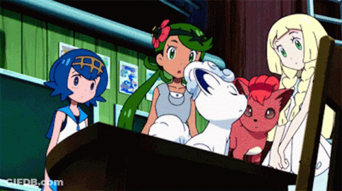 Anime Girls Standing Around Pokemon GIF