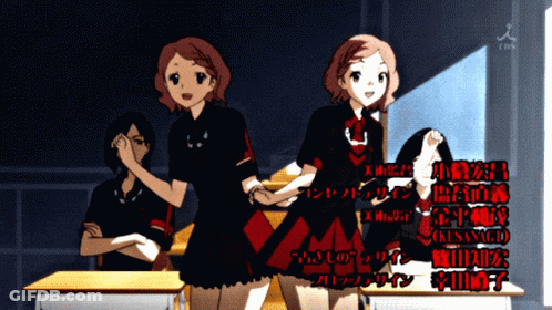 A Group Of Anime Girls Are Standing In A Classroom With A Tbs Logo In The Upper Right Corner GIF
