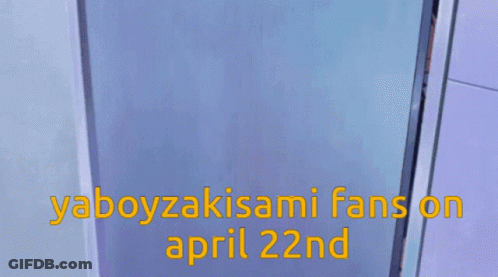 A Group Of Anime Girls Are Standing In A Doorway With The Words Yaboyzakisami Fans On April 22Nd In Yellow Letters GIF