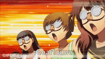 A Group Of Anime Girls With Hypnotic Glasses And The Words Veearloime GIF