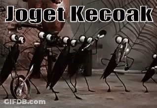 A Group Of Ants Are Dancing In A Row In Front Of A Spider Web . GIF