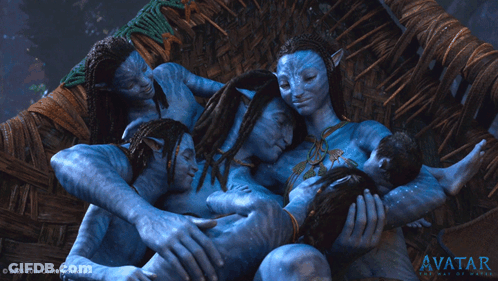 A Group Of Avatar Characters Laying In A Basket GIF