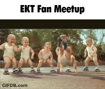A Group Of Babies Are Rollerblading In A Ekt Fan Meetup Advertisement GIF