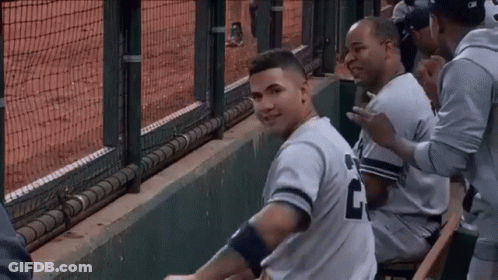 A Group Of Baseball Players Are Sitting In The Dugout And One Of Them Has The Number 2 On His Shirt GIF