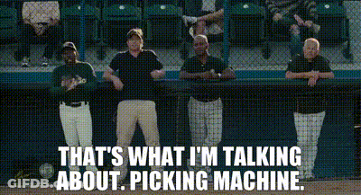 A Group Of Baseball Players Are Standing In A Dugout Talking About Picking Machine . GIF