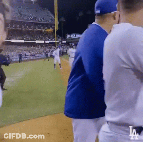A Group Of Baseball Players Standing On A Baseball Field . GIF