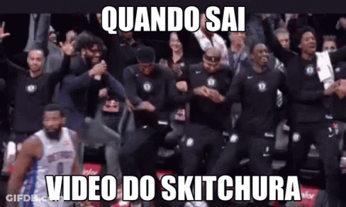 A Group Of Basketball Players Are Dancing On The Court With A Caption That Says Video Do Skitchura GIF