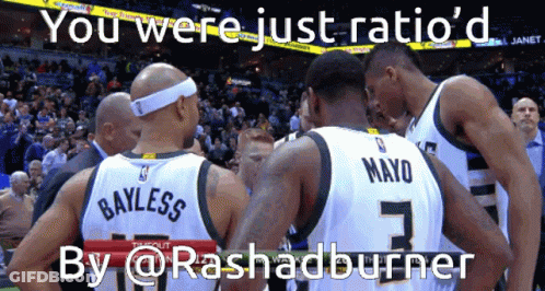 A Group Of Basketball Players Are Huddled Together With The Caption You Were Just Ratio 'D GIF