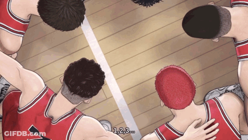 A Group Of Basketball Players Are Huddled Together With The Number 7 On The Back Of Their Jersey GIF