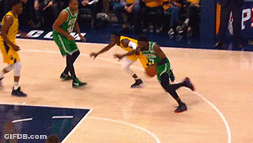 A Group Of Basketball Players Are Playing On A Court With The Letters Cl On The Side GIF