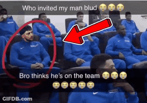 Basketball Players Sitting With Who Invited My Man Blud GIF
