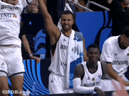 A Group Of Basketball Players Are Wearing Jerseys That Say Deutschland GIF