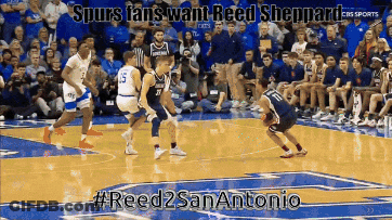 A Group Of Basketball Players On A Court With #Reed2sanantonio On The Bottom GIF