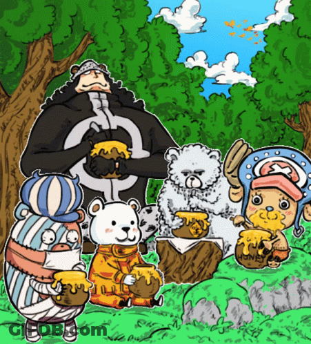 Bears Holding Buckets Of Honey GIF