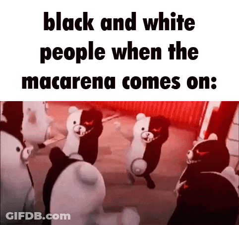 A Group Of Black And White Bears Are Dancing Together In A Video Game . GIF