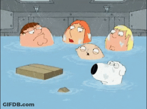 A Group Of Cartoon Characters Are Bathing In A Tub GIF