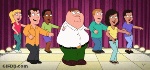 Cartoon Characters Dancing On Stage GIF