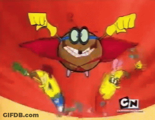 A Group Of Cartoon Characters Are Flying Through The Air In A Cartoon . GIF