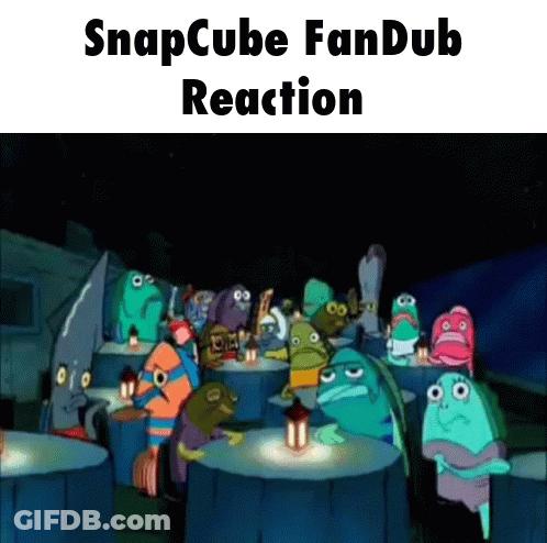 A Group Of Cartoon Characters Are Gathered Around A Table With The Words Snapcube Fandub Reaction Above Them GIF