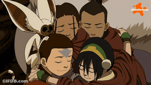 A Group Of Cartoon Characters Are Hugging With A Nickelodeon Logo In The Background GIF