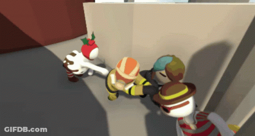 A Group Of Cartoon Characters Are Playing A Video Game GIF