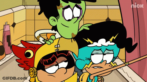 A Group Of Cartoon Characters Are Posing For A Picture With Nick Written On The Bottom Right GIF