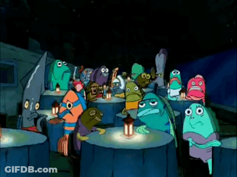 A Group Of Cartoon Characters Are Sitting At Tables With Lanterns GIF