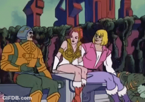 A Group Of Cartoon Characters Are Sitting On A Bench . GIF