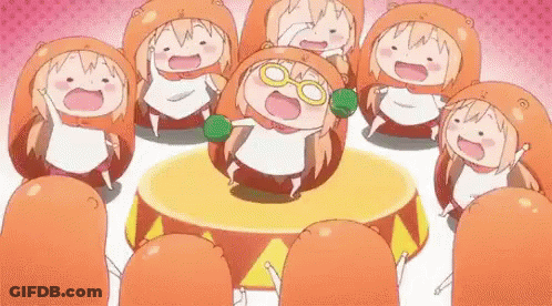 A Group Of Cartoon Characters Are Standing Around A Drum And Dancing . GIF