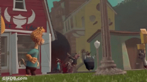 A Group Of Cartoon Characters Are Standing Around A Giant Ball That Looks Like A Soccer Ball GIF