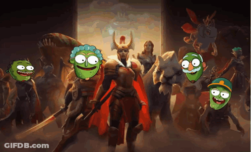 A Group Of Cartoon Characters Are Standing Around A Man In A Red Cape GIF
