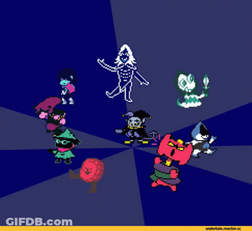 A Group Of Cartoon Characters Are Standing In A Circle With The Website Undertale.reactor.cc In The Bottom Right Corner GIF