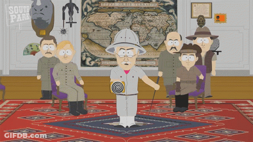 A Group Of Cartoon Characters Are Standing In Front Of A Map That Says South Park On It GIF