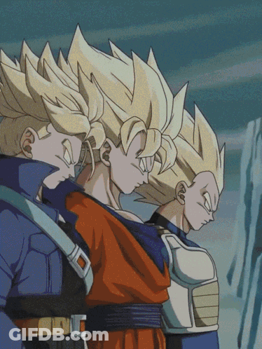 A Group Of Cartoon Characters Are Standing Next To Each Other And One Of Them Has A Belt With The Letter C On It GIF