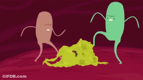 A Group Of Cartoon Characters Are Standing Next To Each Other In A Room . GIF