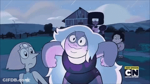A Group Of Cartoon Characters Are Standing Next To Each Other In Front Of A House And A Cn Logo . GIF