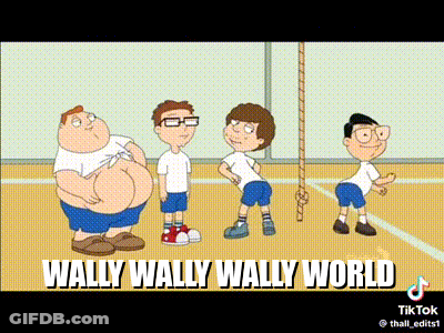 A Group Of Cartoon Characters Are Standing Next To Each Other On A Court . GIF